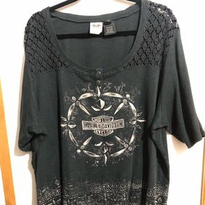 NWOT Harley Davidson Black and Tan Shirt